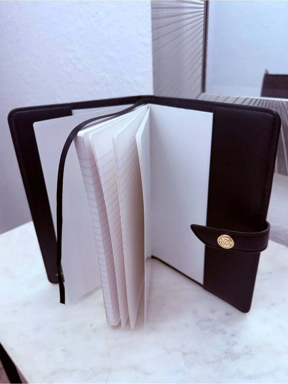 Michael Kors Brown and Tan Signature Stripe note pad